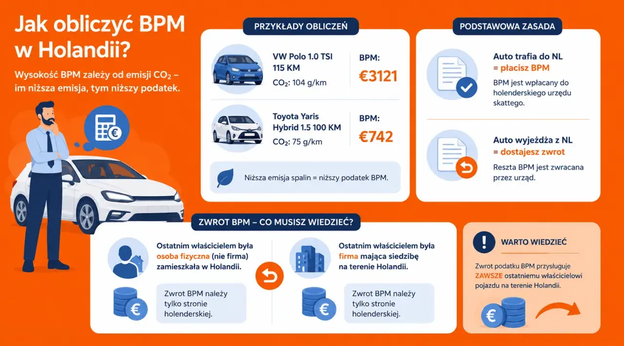 Jak obliczyć BPM w Holandii? Dowiedz się, jak przerejestrować auto w Holandii, ile wynosi podatek BPM i kiedy można liczyć na zwrot.