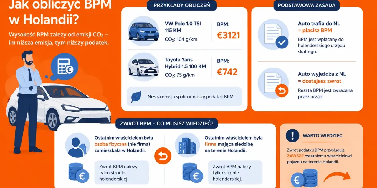 Jak obliczyć BPM w Holandii? Dowiedz się, jak przerejestrować auto w Holandii, ile wynosi podatek BPM i kiedy można liczyć na zwrot.