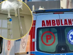 Kroplówka w ambulatorium, a obok karetka. Może to być nagły przypadek podczas urlop na żądanie Holandia.