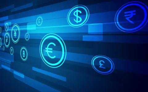 Wirtualne symbole walut, jak euro i dolar, unoszą się w cyfrowej przestrzeni. Zastanawiasz się, ile idzie przelew z Holandii do Polski?