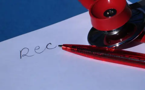 Czerwony długopis i stetoskop na papierze, gdzie widnieje napis "rezygnacja". Jak zrezygnować z ubezpieczenia w Holandii?