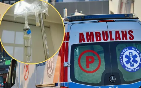Kroplówka w ambulatorium, a obok karetka. Może to być nagły przypadek podczas urlop na żądanie Holandia.
