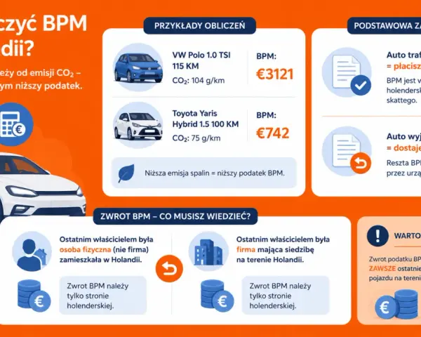 Jak obliczyć BPM w Holandii? Dowiedz się, jak przerejestrować auto w Holandii, ile wynosi podatek BPM i kiedy można liczyć na zwrot.