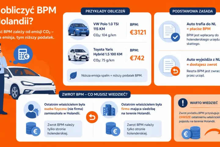 Jak obliczyć BPM w Holandii? Dowiedz się, jak przerejestrować auto w Holandii, ile wynosi podatek BPM i kiedy można liczyć na zwrot.