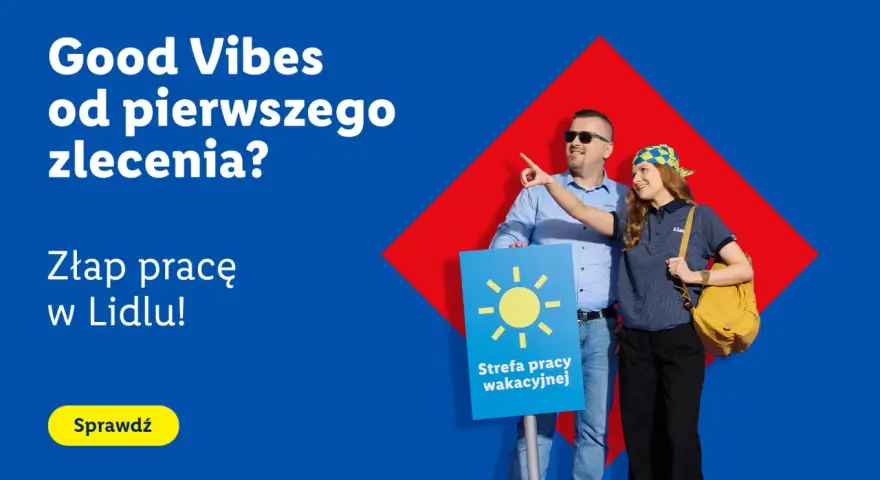 Uśmiechnięci pracownicy Lidl Holandia zachęcają do podjęcia pracy wakacyjnej.