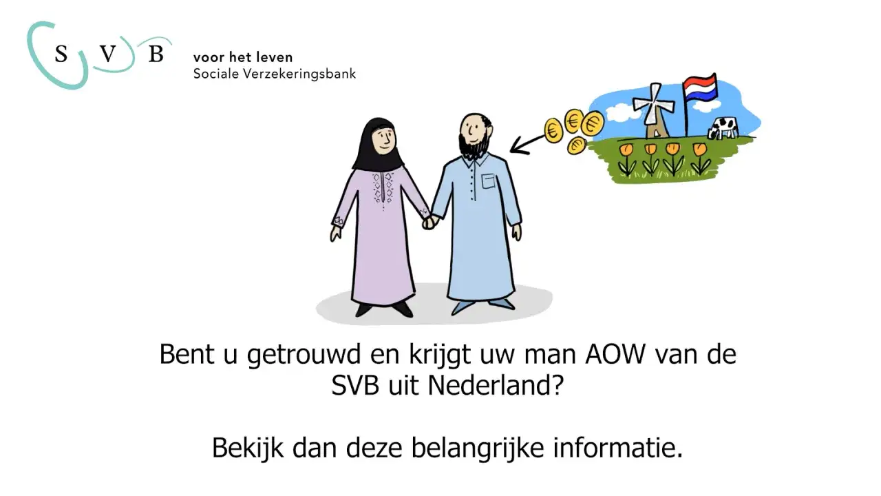 Para małżeńska trzyma się za ręce. W tle wiatrak, tulipany i krowa. Czy to o SVB co to jest?