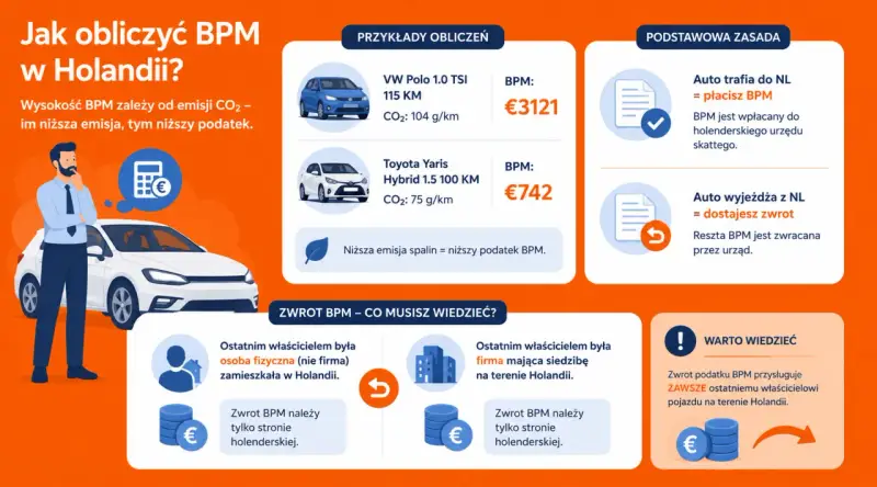 Jak obliczyć BPM w Holandii? Dowiedz się, jak przerejestrować auto w Holandii, ile wynosi podatek BPM i kiedy można liczyć na zwrot.